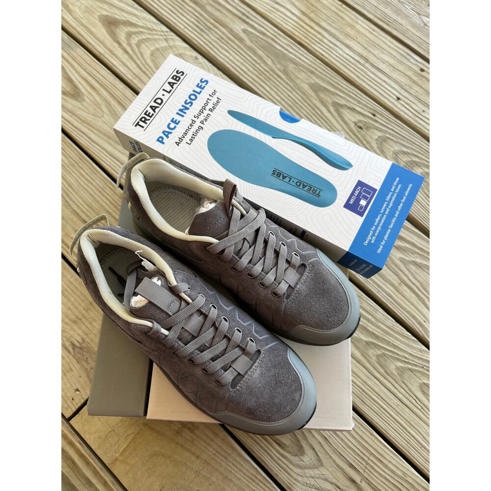 Tread Labs Dover medium insoles gray suede Granite NWT Men 8 EU 40.5
